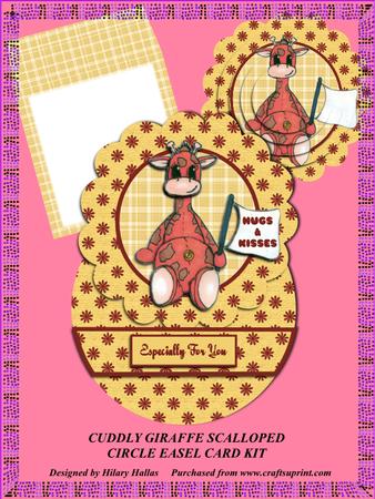 Cuddly Giraffe Scalloped Circle Easel Card Kit