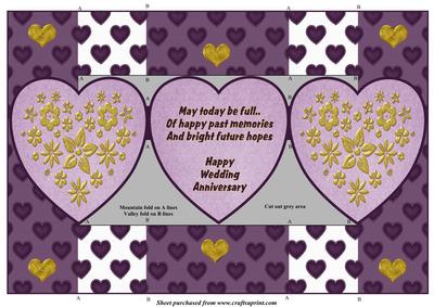 Purple Hearts Wedding Anniversary Trifold