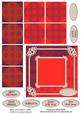 Red & Grey Card Front & Tea Bag Tiles