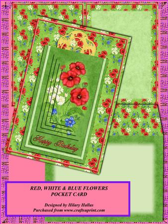 Red White & Blue Flowers Pocket Card Kit