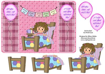 Girl in Bed Get Well Card