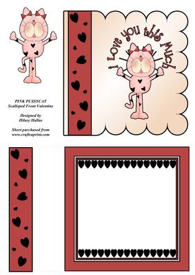 Pink Pussycat Scalloped Front Valentine