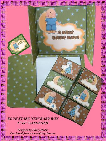 Blue Stars New Baby Boy Gatefold