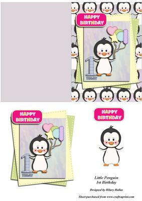 Little Penguin 1st Birthday Quick Card