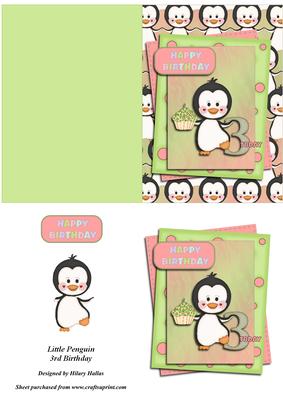 Little Penguin 3rd Birthday Quick Card