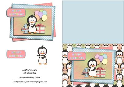 Little Penguin 4th Birthday Quick Card