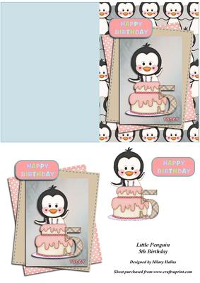 Little Penguin 5th Birthday Quick Card