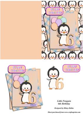 Little Penguin 6th Birthday Quick Card