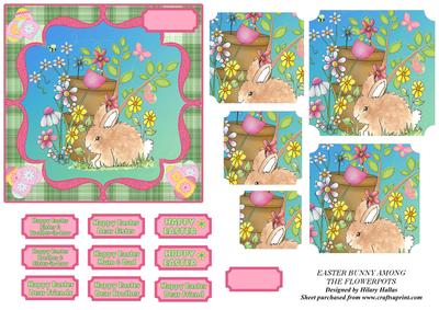 Easter Bunny Among the Flowerpots