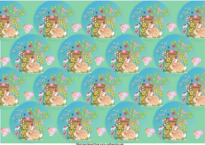 Easter Bunny Among the Flowerpots Background