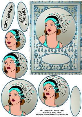 Art Deco Lady Turquoise