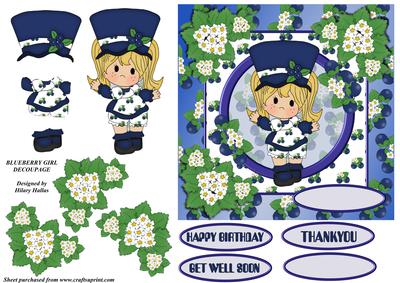 Blueberry Girl Decoupage