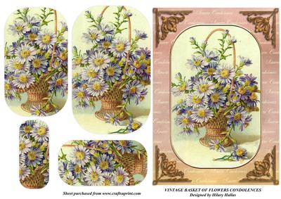 Vintage Basket of Flowers Condolences
