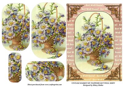 Vintage Basket of Flowers Get Well Soon