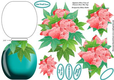 Japanese Rose Vase of Flowers Over the Top