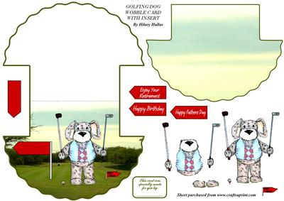 Golfing Dog Wobble Card with Insert