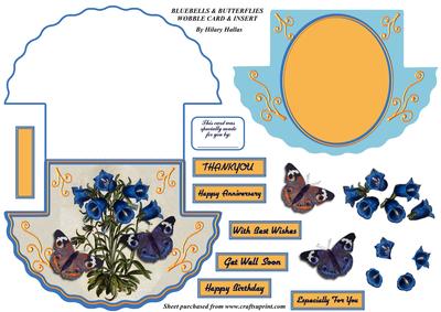 Bluebells & Butterflies Wobble Card with Insert