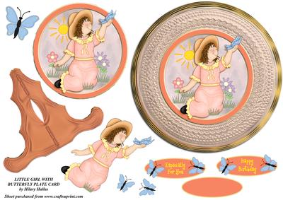 Little Girl with Butterfly Plate Card