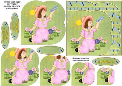 Little Girl with Butterfly Corner Stacker