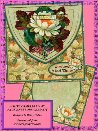 White Camelia 8x8 Faux Envelope Card Kit