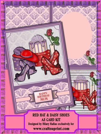 Red Hat with Daisy Shoes A5 Card Kit