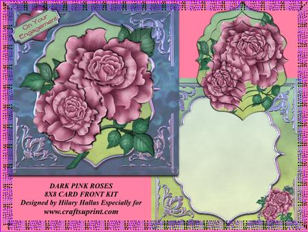 Dark Pink Roses 8x8 Card Front Kit
