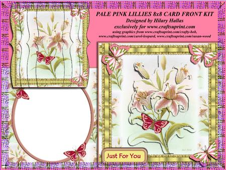 Pale Pink Lillies 8x8 Card Front Kit