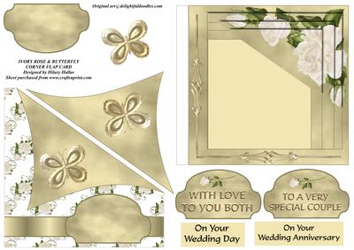 Ivory Rose & Butterfly Corner Flap Card