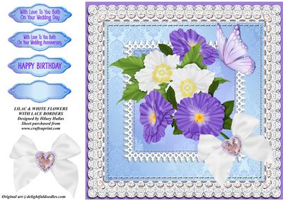 Lilac & White Flowers with Lace Borders