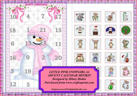 Pink Snowgirl A4 Advent Calendar Minikit