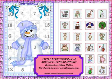 Little Blue Snowman A4 Advent Calendar Minikit