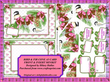 Bird & Fir Cones A5 Card Front & Insert Minikit