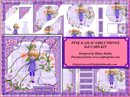 Pink & Lilac Girly Things 8x8 Card Kit