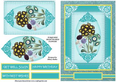 Turquoise Mesh Framed Flowers