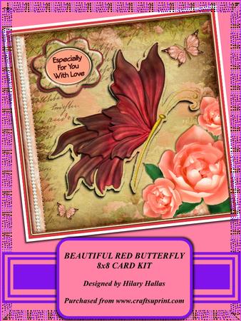 Beautiful Red Butterfly 8x8 Card Kit