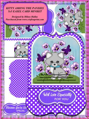 Kitty Among the Pansies
