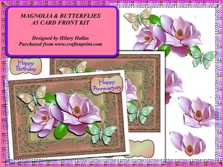 Magnolia & Butterflies A5 Card Front Kit