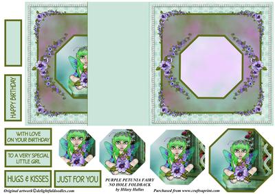Purple Petunia Fairy No Hole Foldback