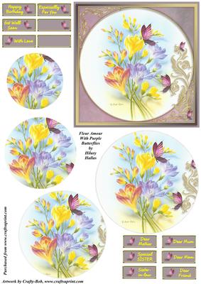 Fleur Amour with Purple Butterflies