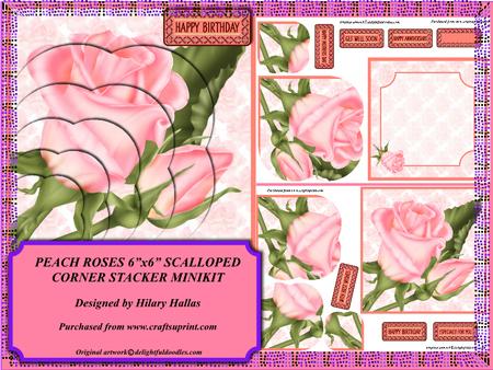 Peach Roses Scalloped Corner Stacker Minikit