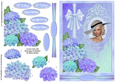 Lovely Lady with Hydrangea & Dahlias