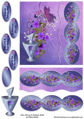 Lilac Flowers & Perfume Bottle