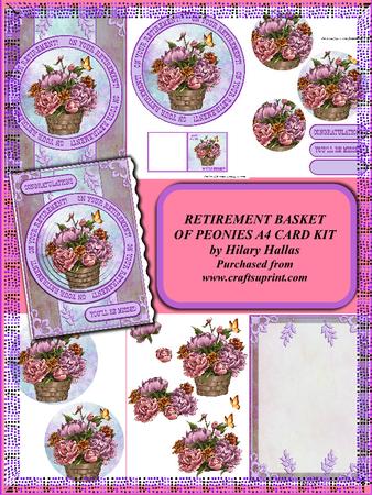 Retirement Basket of Peonies A4 Card Kit
