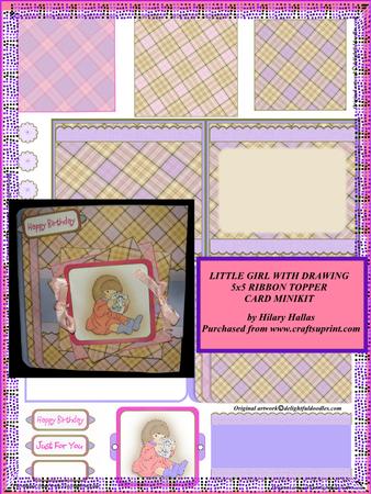 Little Girl with Drawing Ribbon Topper Minikit