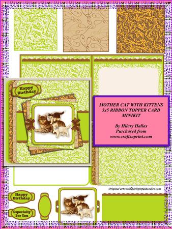 Mother Cat with Kittens Ribbon Topper Minikit