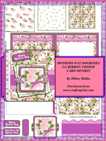 Mothers Day Dogroses Ribbon Topper Minikit