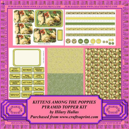 Kittens Among the Poppies Pyramid Topper Minikit