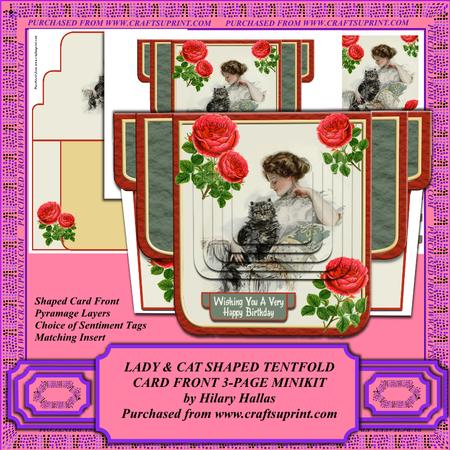 Lady & Cat Shaped Tentfold A5 Card Front Minikit