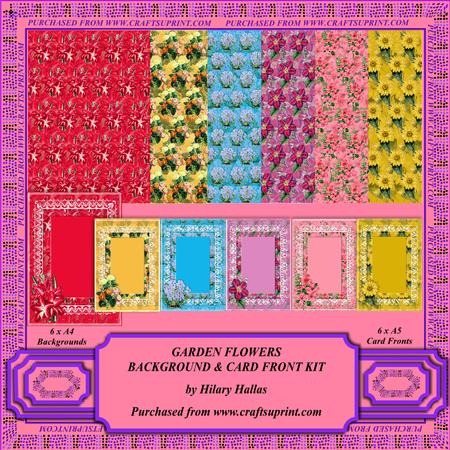 Garden Flowers Background and Card Front Kit