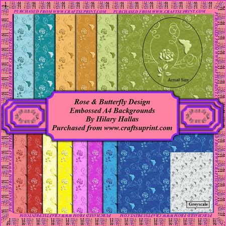 Rose & Butterfly Embossed A4 Background Kit